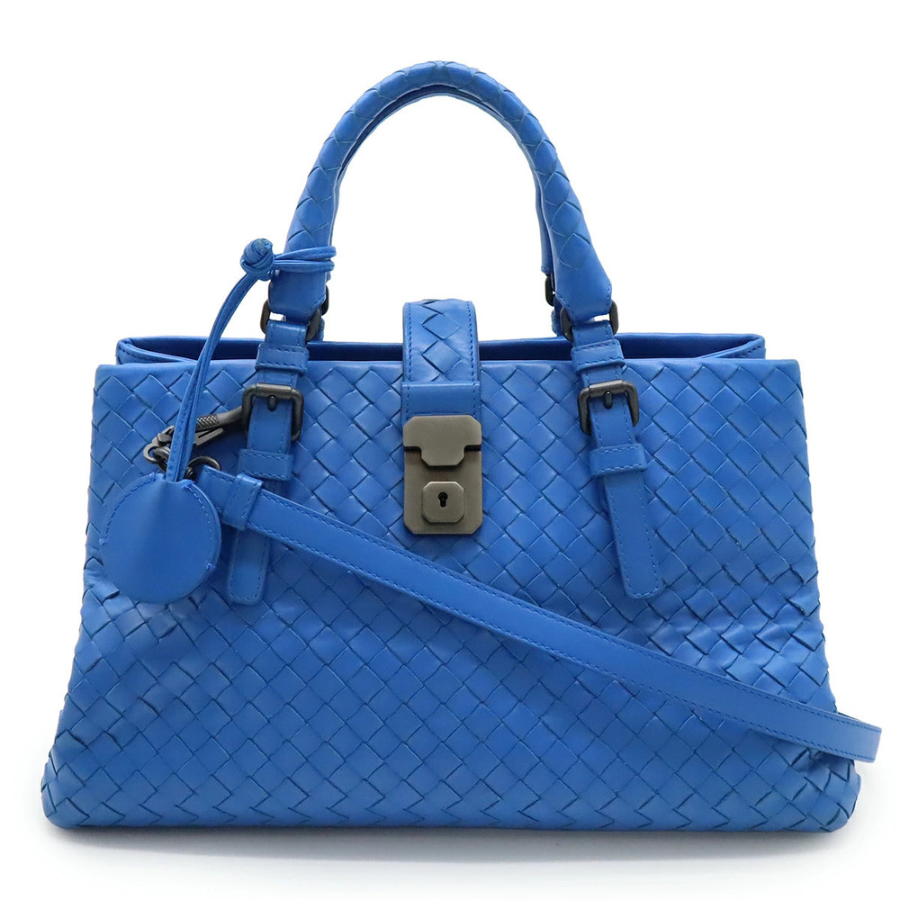 BOTTEGA VENETA Intrecciato Roma Bag Handbag Shoulder Leather Blue